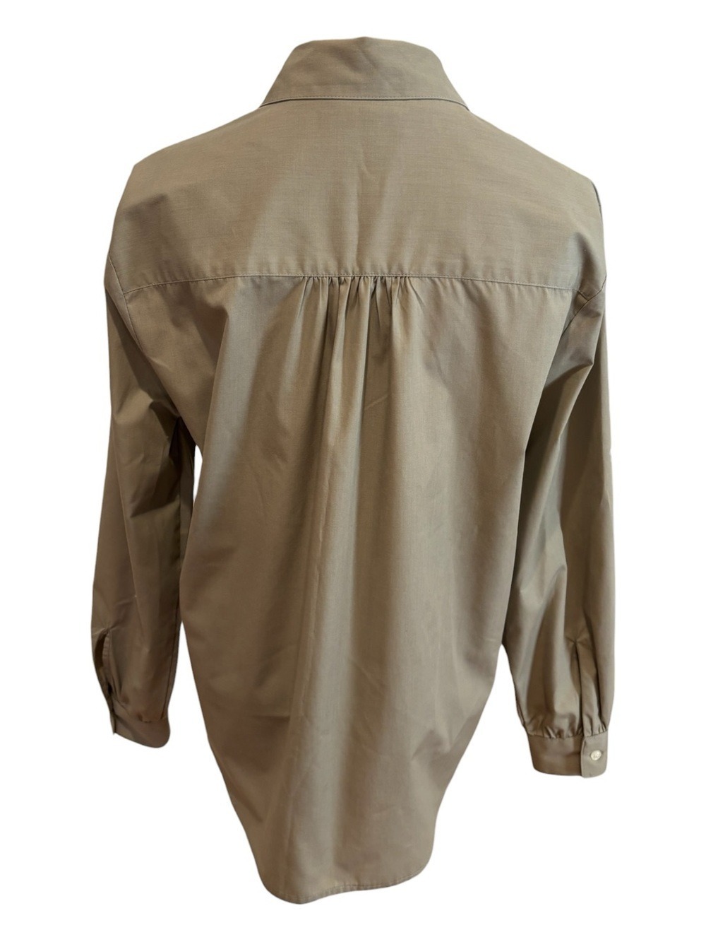 70s KAREN SCOTT TAUPE BLOUSE W PLAID ACCENTS W LEAF APPLIQUE & EMBROIDERED SZ S - Picture 4 of 8